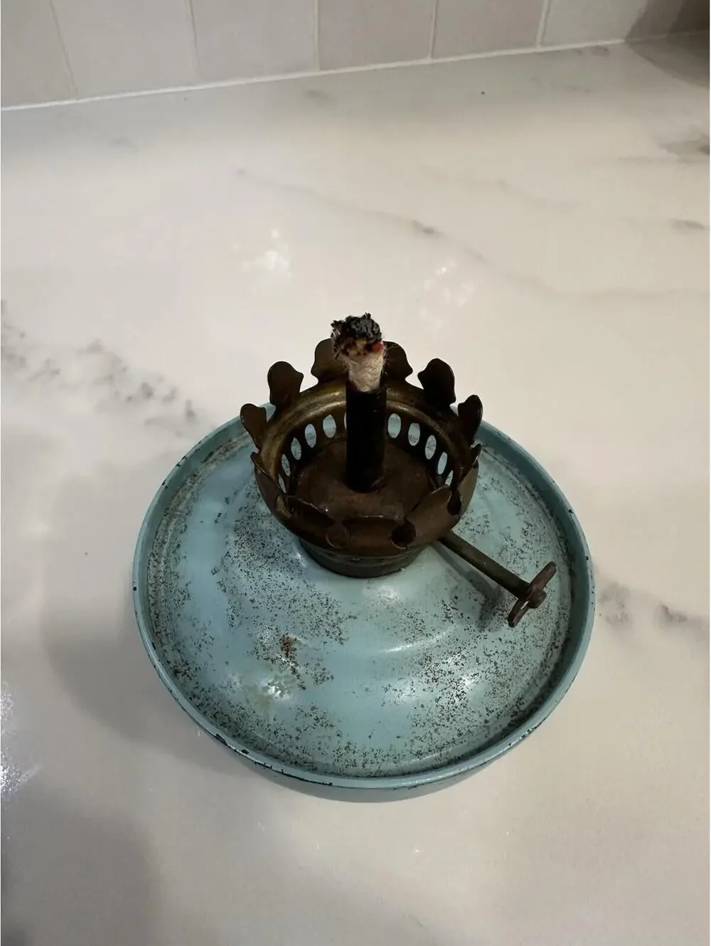 Vintage Kelly Pixie Green Nursery Oil Lamp WW2 England Weighted